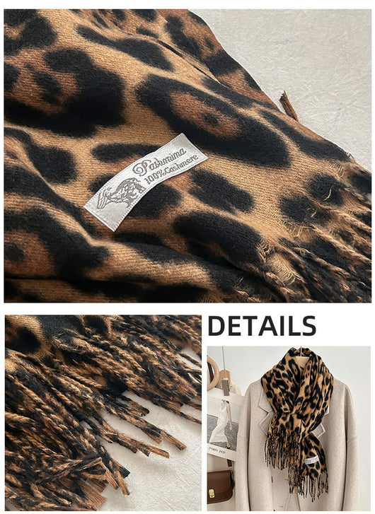 Bufanda Vintage Estampado Leopardo en Cashmira Artificial para Mujer - Image 14