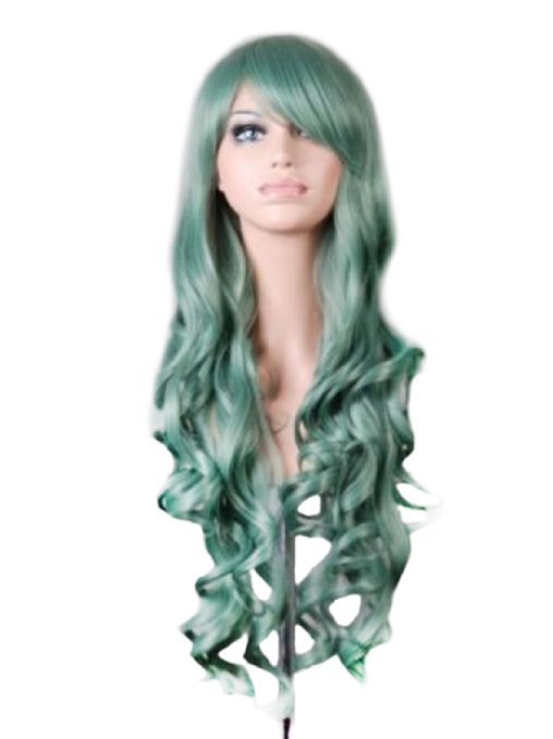Peluca Cosplay Sirena Anime Rojo Oscuro Cabello Largo Ondulado - Image 12