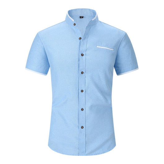 Camisa de Cuello Mao Manga Corta para Hombre - Image 4