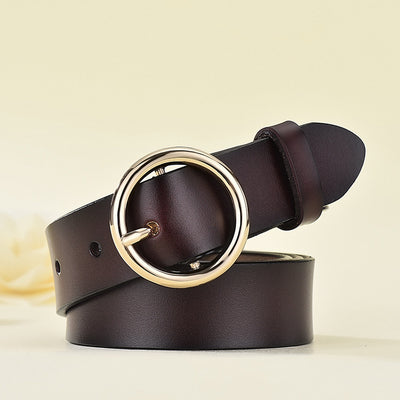 Cinturón de Cuero para Mujer con Hebilla Redonda Versátil - Image 9
