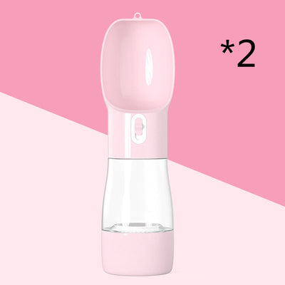 White and clear portable dog water dispenser with a built-in bowl and transparent water reservoir. - Image 11