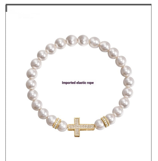 Pulsera de Cruz con Perlas para Mujer - Diseño Versátil - Image 8