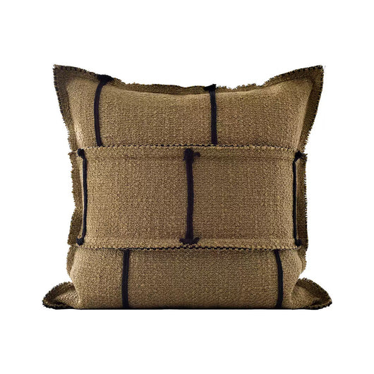Funda de Cojín Marrón Khaki Lujo - Mezcla Lino Algodón para Sofá y Hogar - Image 4