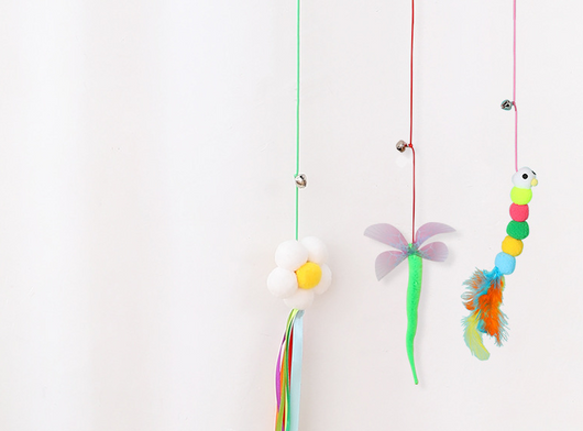 Two plush mouse cat toys, one gray and one white, with pink elastic ropes, bells, and suction cups. - Image 9