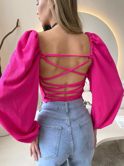 Top Ajustado con Mangas Farol y Espalda Descubierta - Diseño Moderno y Sensual - Image 9