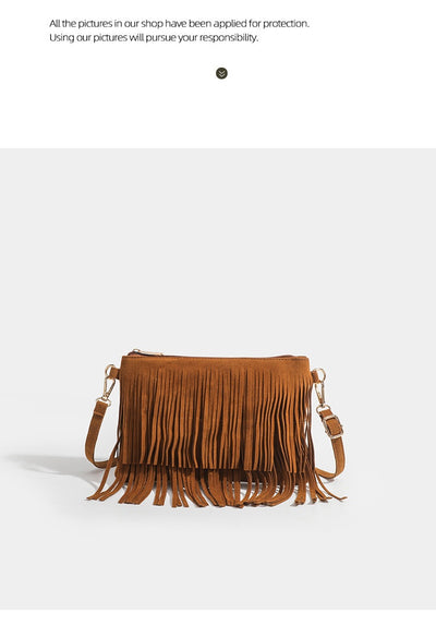 Bolso Mensajero Vintage con Borlas y Acabado Mate - Image 14