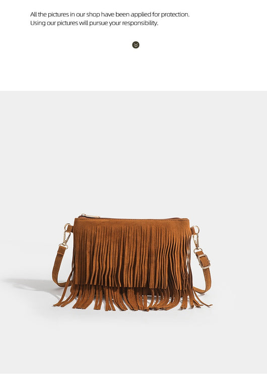 Bolso Mensajero Vintage con Borlas y Acabado Mate - Image 14