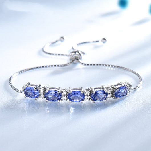 Pulsera de Topacio Azul para Mujer - Ajustable con Cadena de Eslabones - Image 9