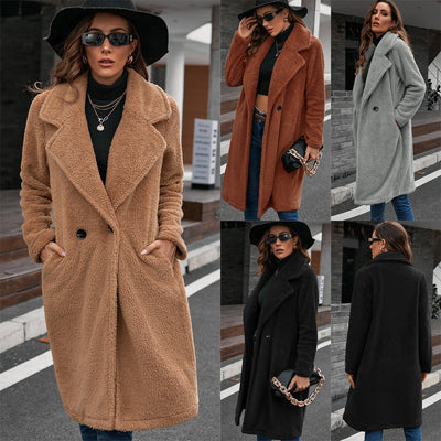 Abrigo Trench Cruzado Lana de Cordero con Cuello Suelto