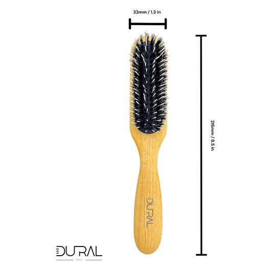 Dural Beech wood rubber cushion hair brush with boar bristles and nylon pins - Tekeno