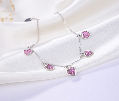 Pulsera de Plata 925 Corazón Circonita Púrpura Ajustable - Image 5