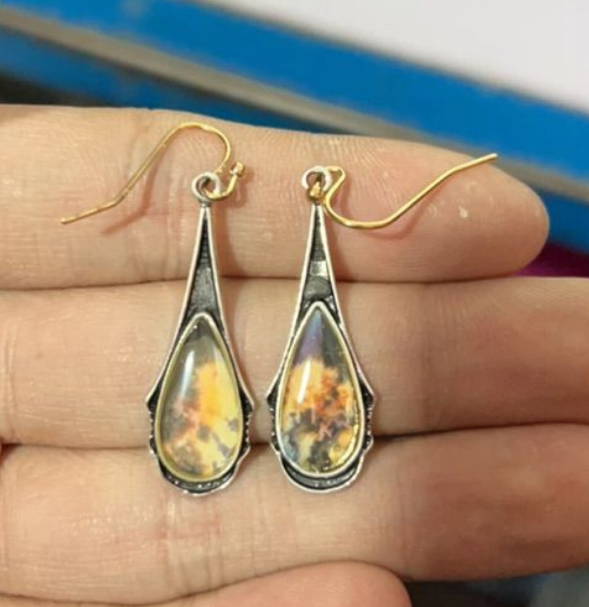 Aretes Largos Vintage Multicolor en Resina - Diseño Boho Gota de Agua - Image 5