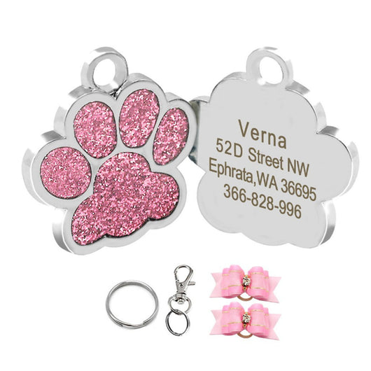 Placa de identificación personalizada para perro con brillo y forma de pata en aleación de zinc - Image 11
