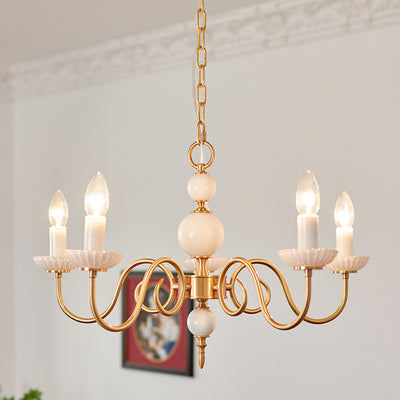 Lámpara Colgante Vintage Francesa Cristal Lechoso con Detalles en Cobre