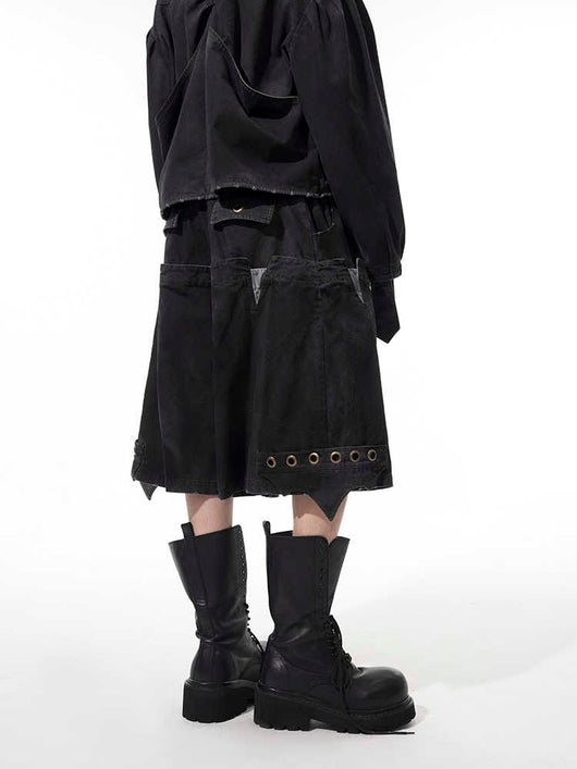 Pantalón Cropped Holgado con Doble Cintura y Costuras Lavadas para Hombre - Image 3