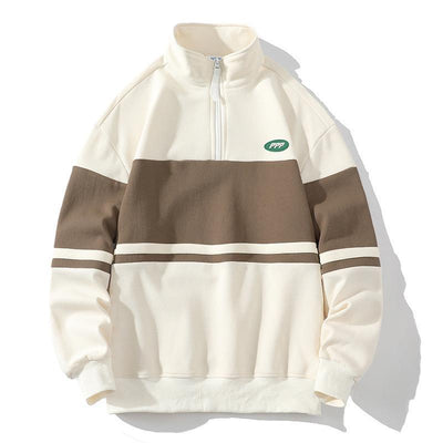 Suéter Cuello Alto Hombre Estilo Europeo Contraste de Colores Casual Deportivo - Image 2