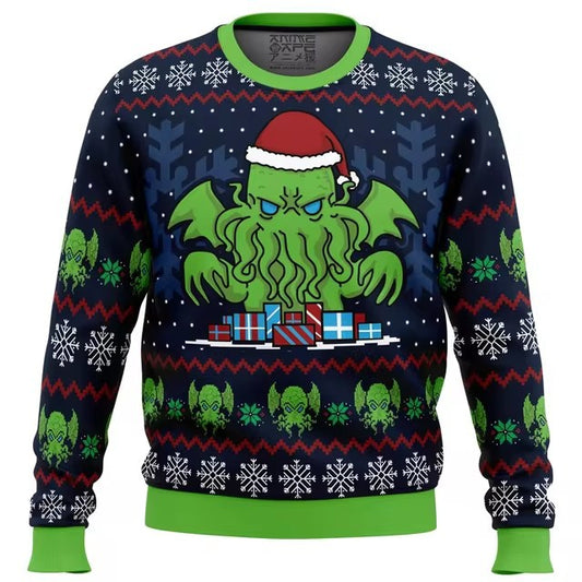 Suéter Navideño Cthulhu con Estampado Digital