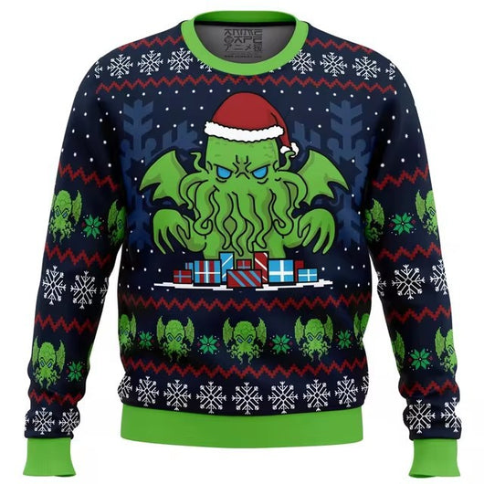 Suéter Navideño Cthulhu con Estampado Digital