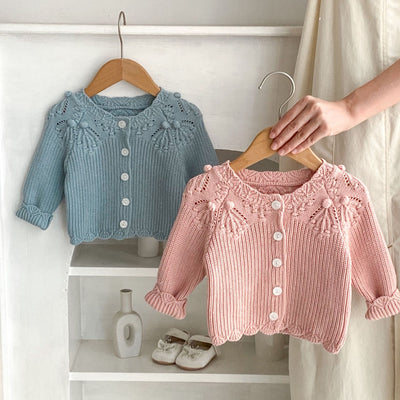 Cardigan de Lana Tejida con Encaje para Bebé