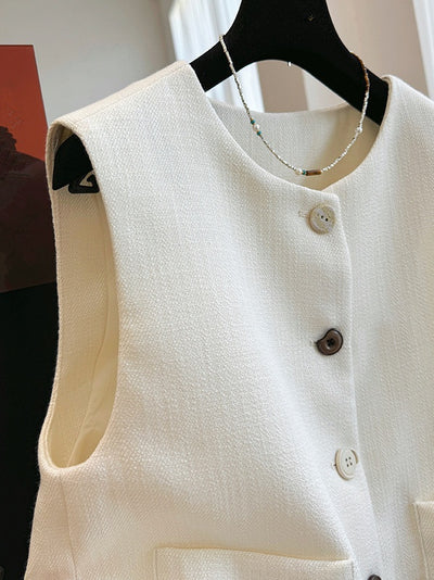 Vestido Bandage Sin Mangas Estilo Francés Cuello Redondo - Image 13