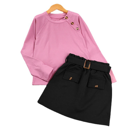 Conjunto de Camisa Manga Larga y Shorts de Algodón Negro - Image 3