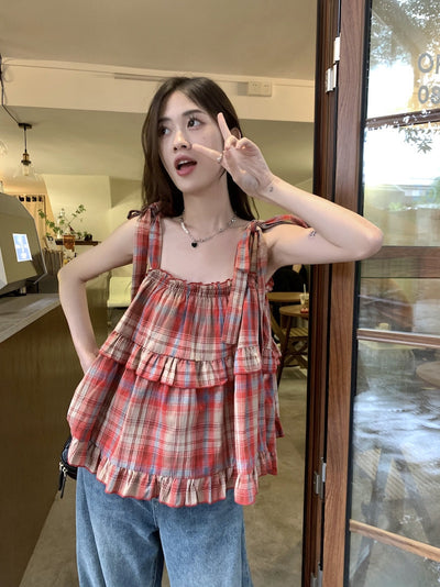 Chaleco Cuadriculado sin Mangas para Mujer - Top Versátil Primavera Verano - Image 22