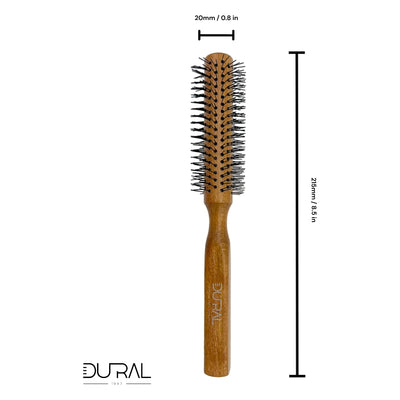Dural Beech wood round-styler hair brush with nylon pins - 14 rows - Tekeno