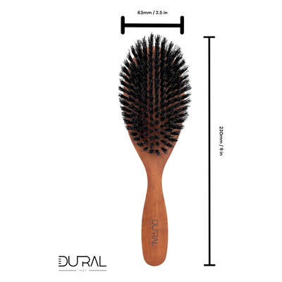 Dural Pear wood hair brush with boar bristles - 10 rows - Tekeno