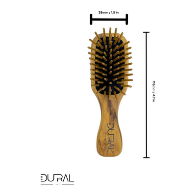 Dural Olive wood mini hair brush with rubber cushion and wooden pins - Tekeno