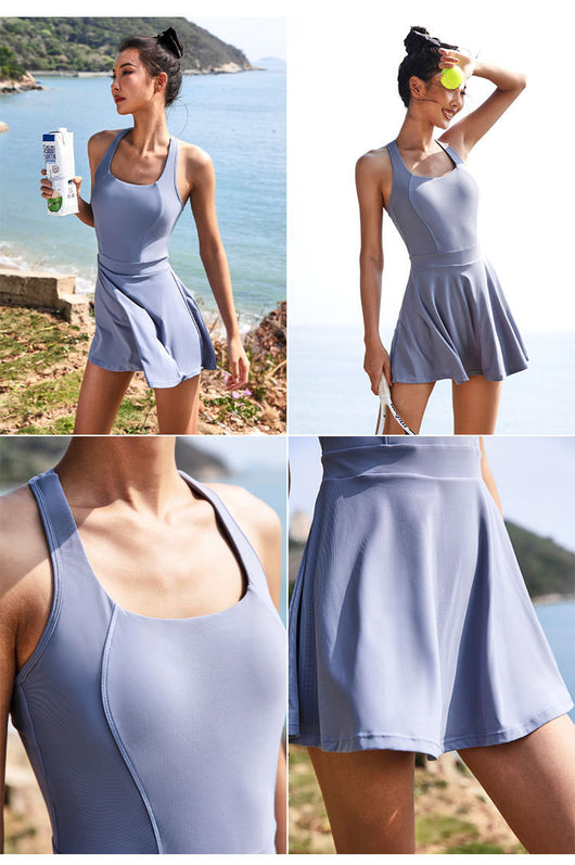 Conjunto Deportivo Yoga Running: Falda Short y Top Integrado - Image 8