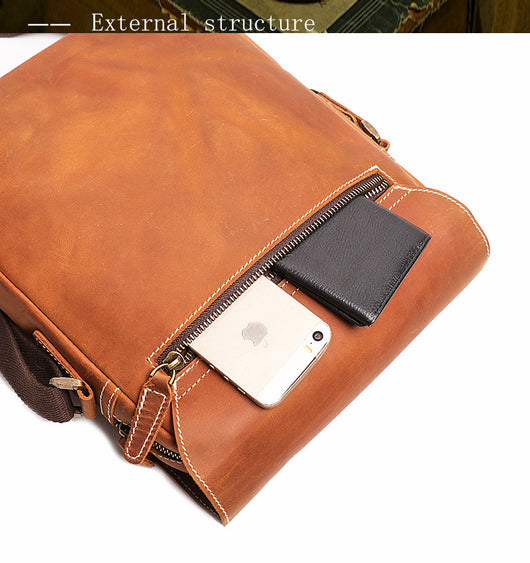 Bolso Bandolera de Cuero Genuino Hecho a Mano para Hombre - Image 5