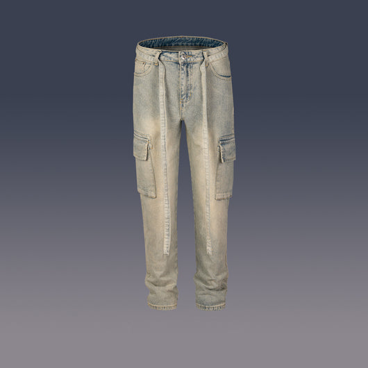 Pantalones Casual Multibolsillos con Diseño Desgastado - Image 4