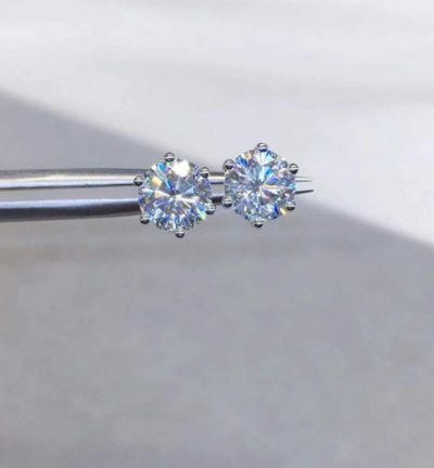Aretes de Plata Esterlina con Moissanita - Diseño Clásico de Seis Puntas - Image 6
