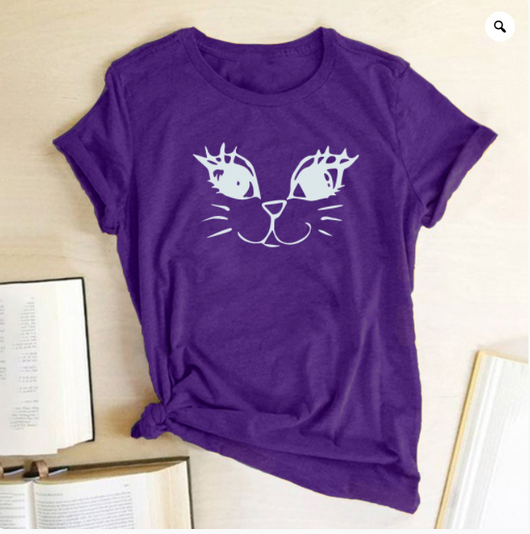 Playera Manga Corta Cuello Redondo Estampado Gato para Mujer - Image 14