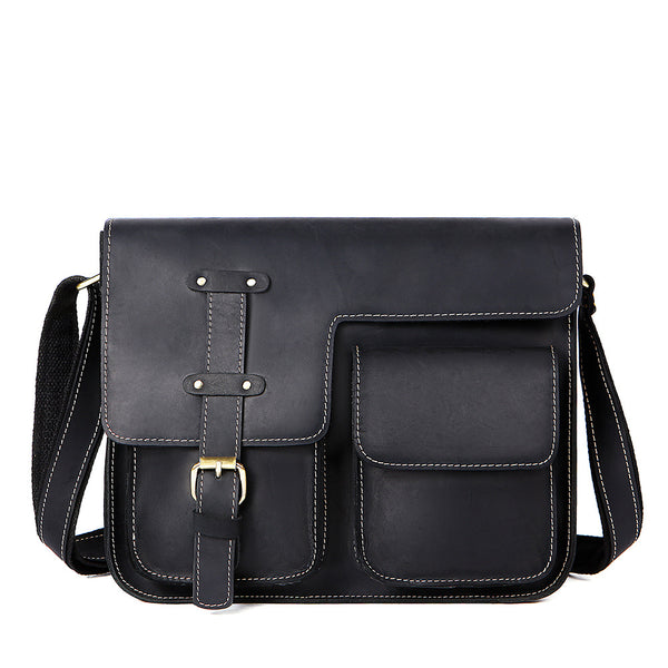 Bolsa Mensajera de Cuero para Hombre con Diseño Horizontal