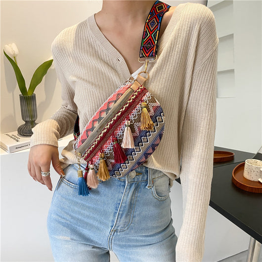 Bolsa Mensajera Étnica Multiusos para Mujer - Bandolera y Cintura - Image 5