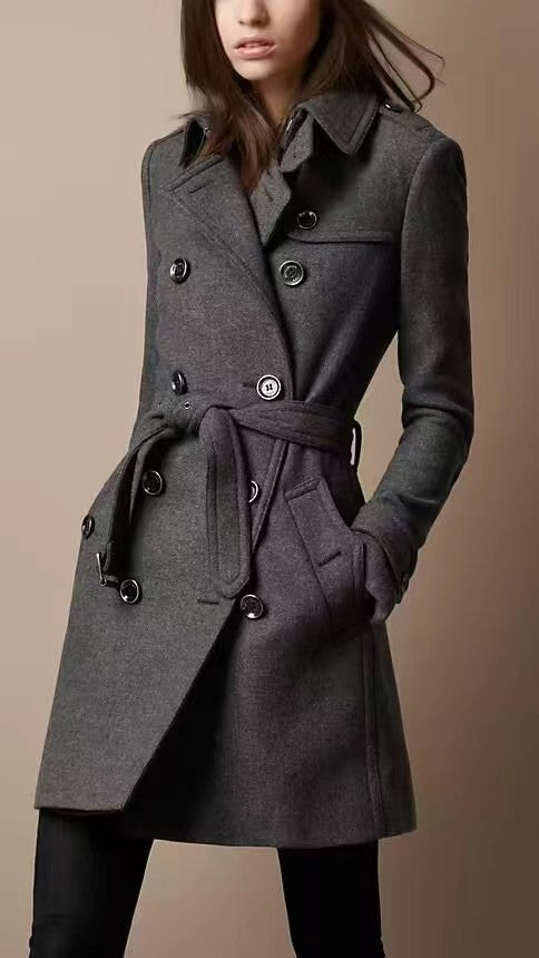 Abrigo de Lana Cruzado para Mujer - Estilo Casual Elegante - Image 14