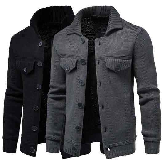 Cardigan Casual de Punto con Solapa para Hombre - Image 9