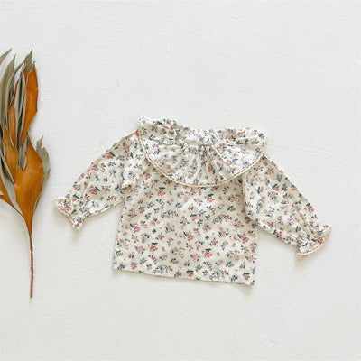 Blusa Floral Romántica de Manga Larga Estilo Coreano