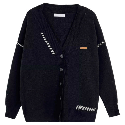 Cardigan Suéter Patchwork Oversize para Otoño e Invierno - Image 13