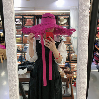 Sombrero de Rafia con Ala Ancha y Borlas Coloridas - Protección Solar Elegante - Image 17