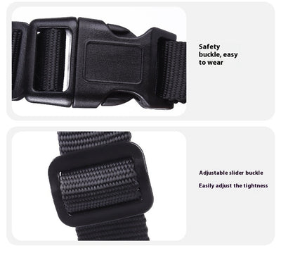 Black and brown leather and nylon dog muzzle with adjustable straps and a D-ring, shown with a size chart. - Image 20