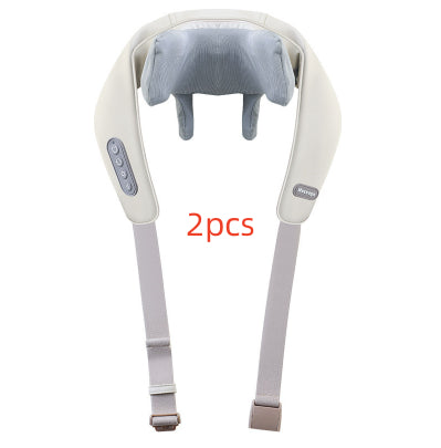 Light gray shoulder and neck massager with blue trim, featuring control buttons and adjustable straps. - Image 26