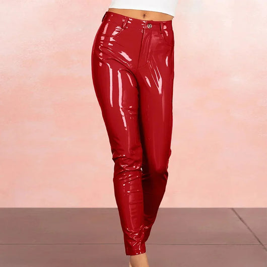 Pantalones Ajustados Brillantes de Cintura Alta Estilo Urbano - Image 10