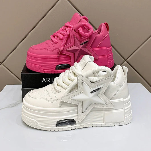 Tenis Blancos Plataforma Casual Versátiles para Mujer
