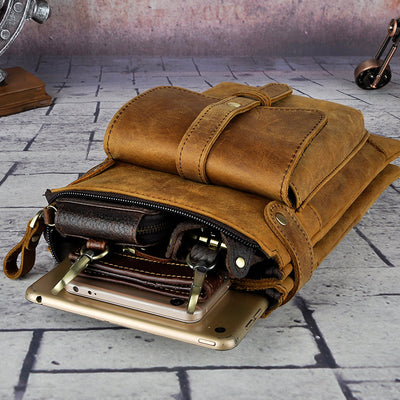 Bolsa Bandolera de Cuero para Hombre - Mochila Compacta con Soporte para Cámara - Image 11