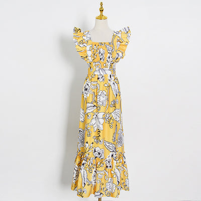 Vestido Estampado de Verano con Cuello Cuadrado y Falda Amplia - Image 4