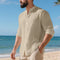 Conjunto de Camisa de Lino con Cuello Mao y Pantalón Holgado para Hombre