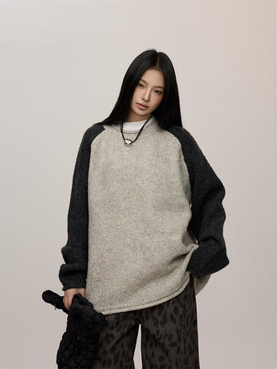 Suéter Raglan Cuello Redondo Bicolor para Mujer - Estilo Urbano - Image 5