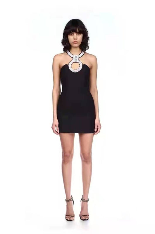 Vestido Bandage Slim Sin Mangas con Detalles Diamantados - Image 3